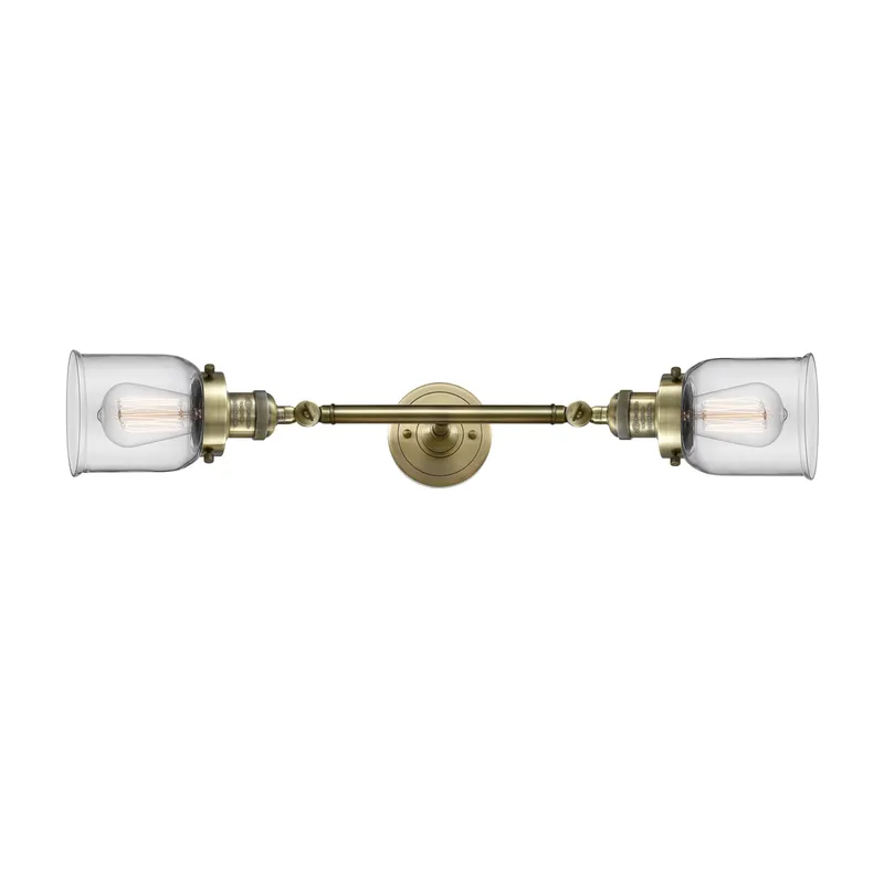 Franklin Restoration Small Bell LED 5 inch Antique Brass Bath Vanity Light Wall Light in Clear Glass, Franklin Restoration