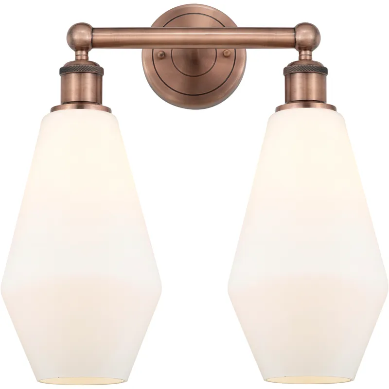 Cindyrella 2 Light 16 inch Antique Copper Bath Vanity Light Wall Light in Cased Matte White