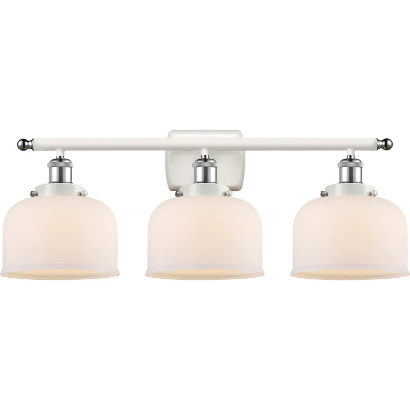 Ballston Large Bell LED 26 inch White and Polished Chrome Bath Vanity Light Wall Light in Matte White Glass