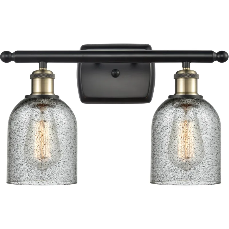 Ballston Caledonia LED 16 inch Black Antique Brass Bath Vanity Light Wall Light in Charcoal Glass, Ballston