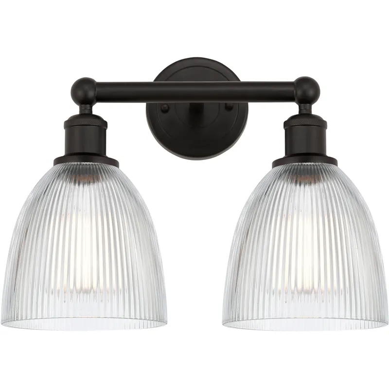 Edison Castile 2 Light 15 inch Oil Rubbed Bronze Bath Vanity Light Wall Light in Clear Glass