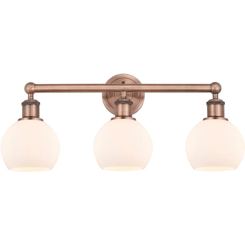 Athens 3 Light 24 inch Antique Copper Bath Vanity Light Wall Light in Matte White