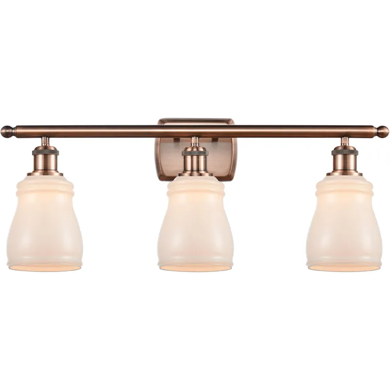 Ballston Ellery LED 26 inch Antique Copper Bath Vanity Light Wall Light in White Glass, Ballston