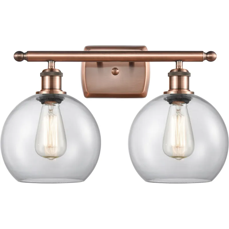 Ballston Athens LED 18 inch Antique Copper Bath Vanity Light Wall Light in Clear Glass