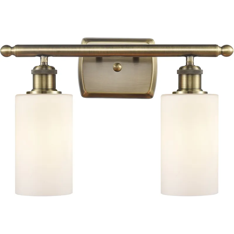 Ballston Clymer LED 16 inch Antique Brass Bath Vanity Light Wall Light in Matte White Glass, Ballston