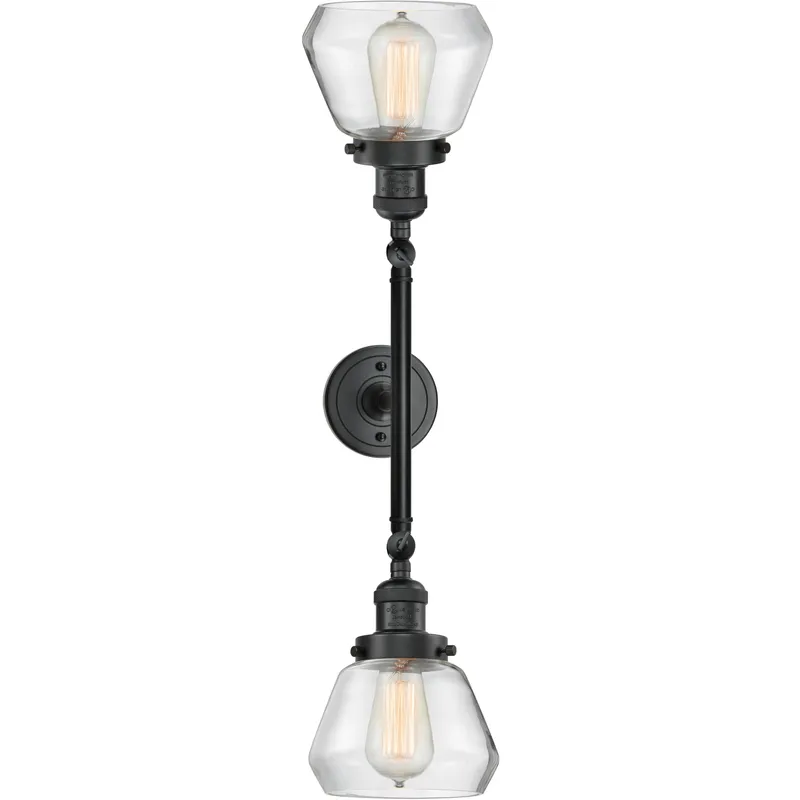 Franklin Restoration Fulton 2 Light 17 inch Matte Black Bath Vanity Light Wall Light in Clear Glass, Franklin Restoration
