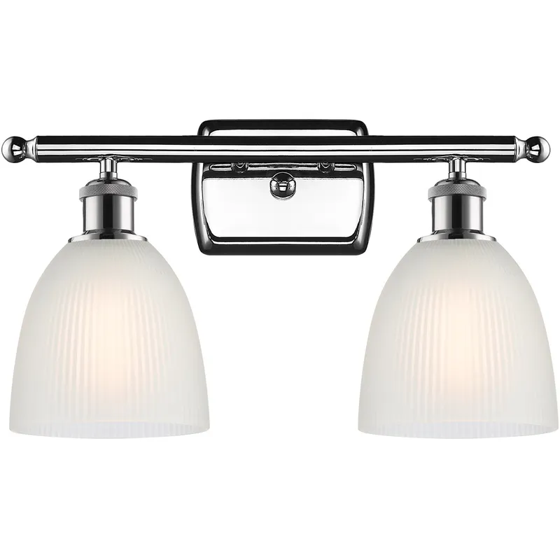 Ballston Castile 2 Light 16 inch Polished Chrome Bath Vanity Light Wall Light in White Glass, Ballston