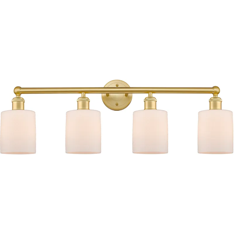 Cobbleskill 4 Light 32 inch Satin Gold Bath Vanity Light Wall Light in Matte White