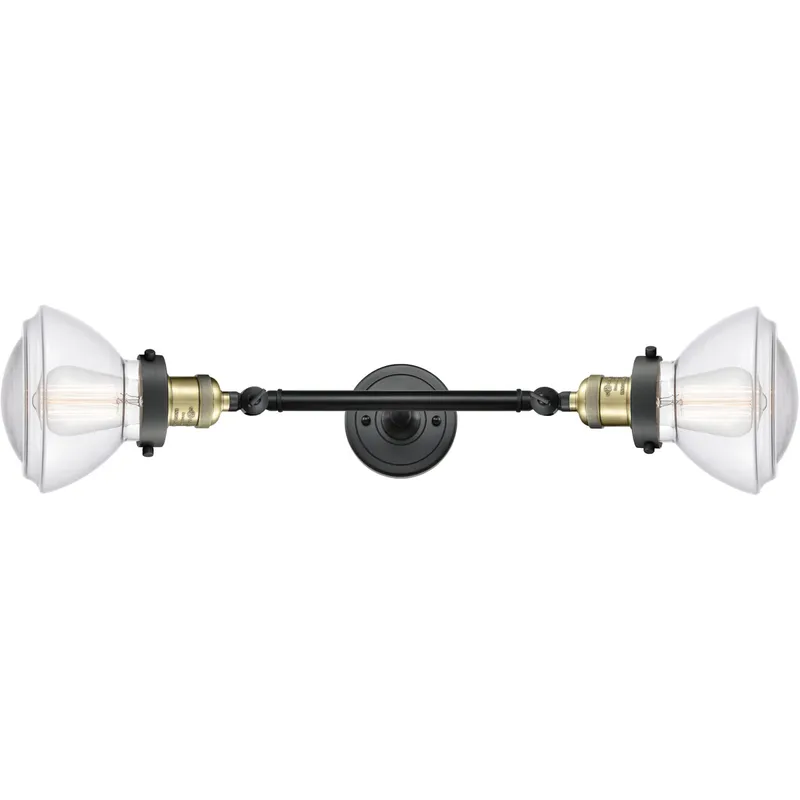 Franklin Restoration Olean 2 Light 7 inch Black Antique Brass Bath Vanity Light Wall Light in Clear Glass, Franklin Restoration