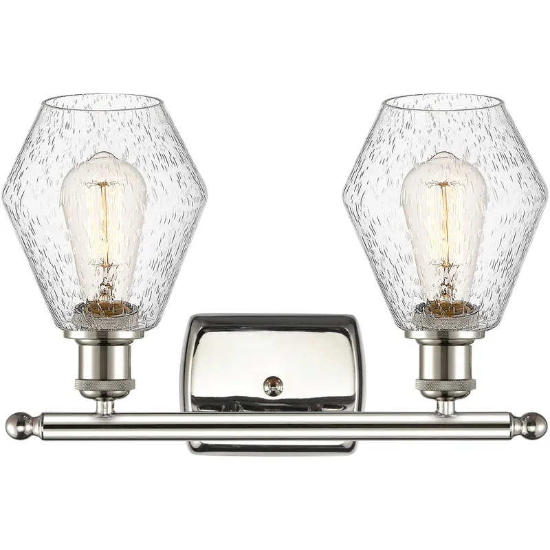 Ballston Cindyrella 2 Light 16 inch Polished Nickel Bath Vanity Light Wall Light in Incandescent, Seedy Glass