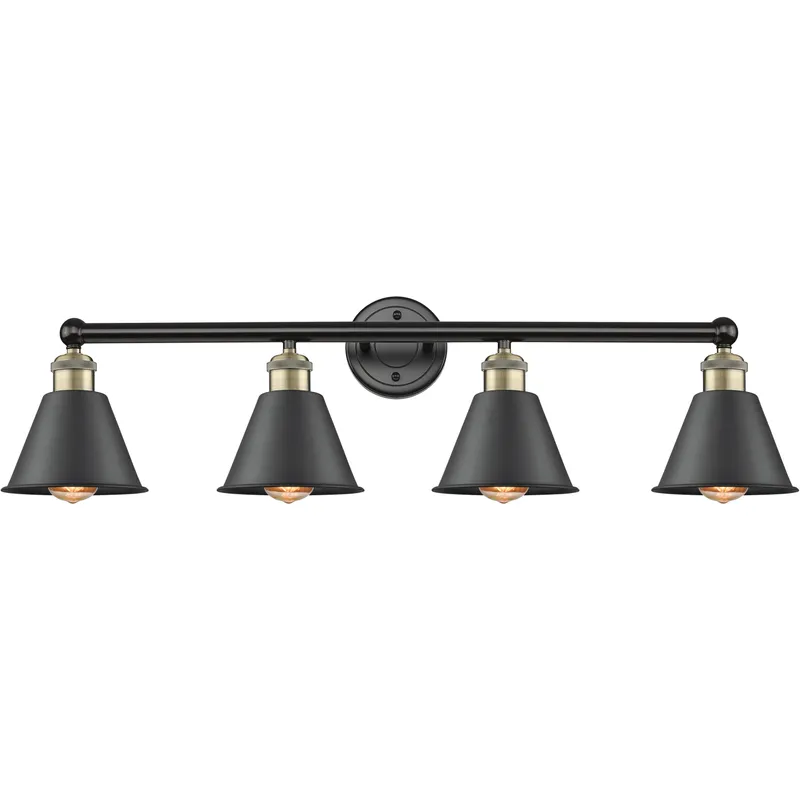 Smithfield 4 Light 33.5 inch Black Antique Brass Bath Vanity Light Wall Light in Matte Black
