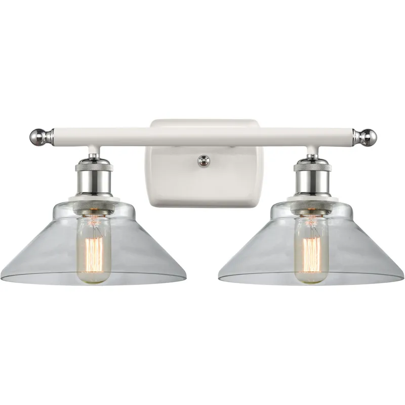 Ballston Orwell 2 Light 18 inch White and Polished Chrome Bath Vanity Light Wall Light in Clear Glass, Ballston