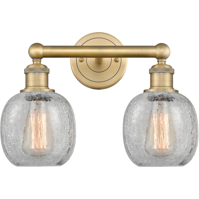 Belfast 2 Light 15 inch Brushed Brass Bath Vanity Light Wall Light in Clear Crackle