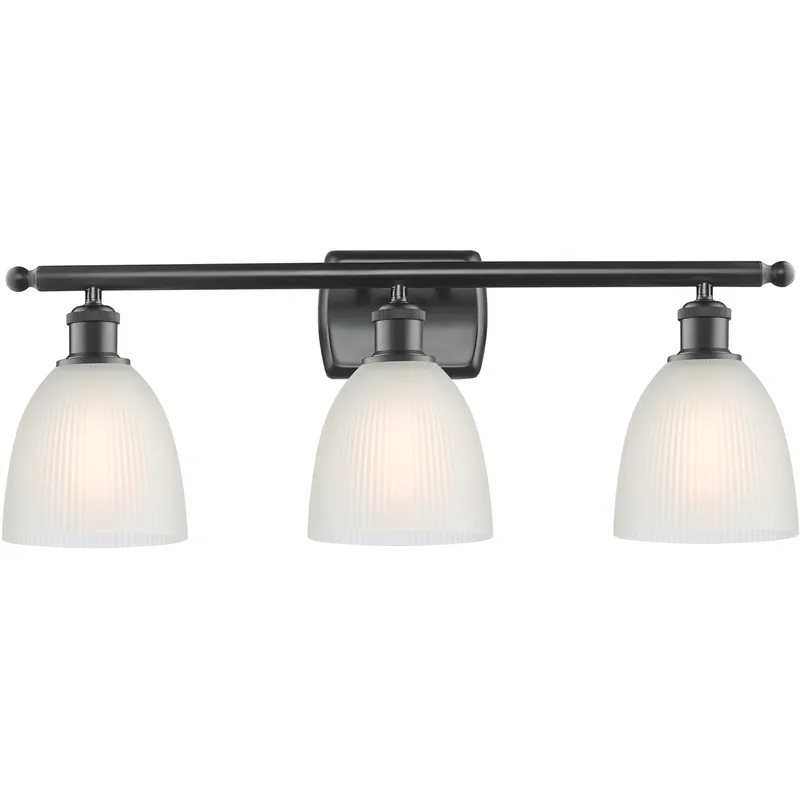 Ballston Castile 3 Light 26 inch Matte Black Bath Vanity Light Wall Light in White Glass, Ballston