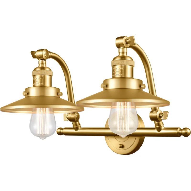 Franklin Restoration Railroad 2 Light 18 inch Satin Gold Bath Vanity Light Wall Light, Franklin Restoration
