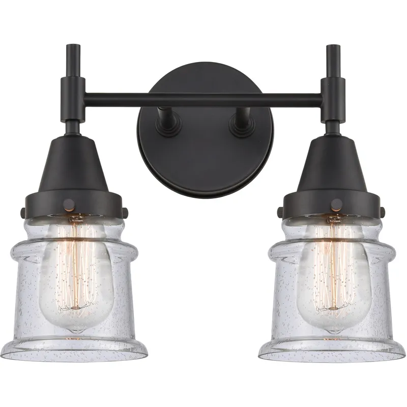 Caden LED 14.25 inch Matte Black Bath Vanity Light Wall Light in Seedy Glass