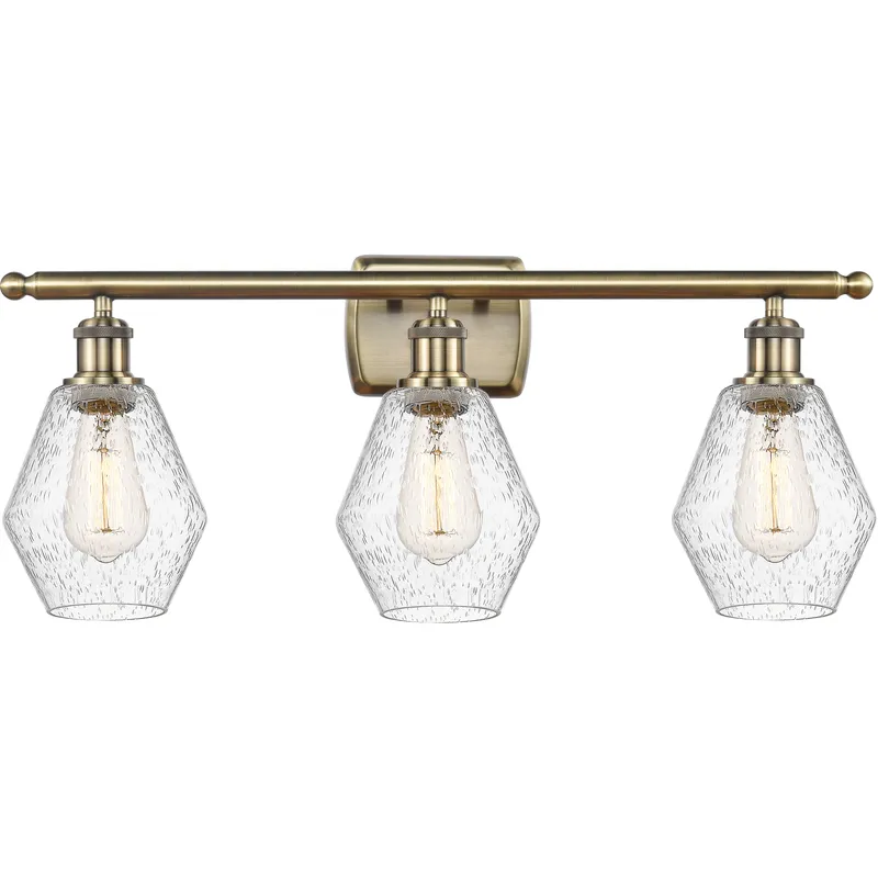Ballston Cindyrella 3 Light 26 inch Antique Brass Bath Vanity Light Wall Light in Incandescent, Seedy Glass