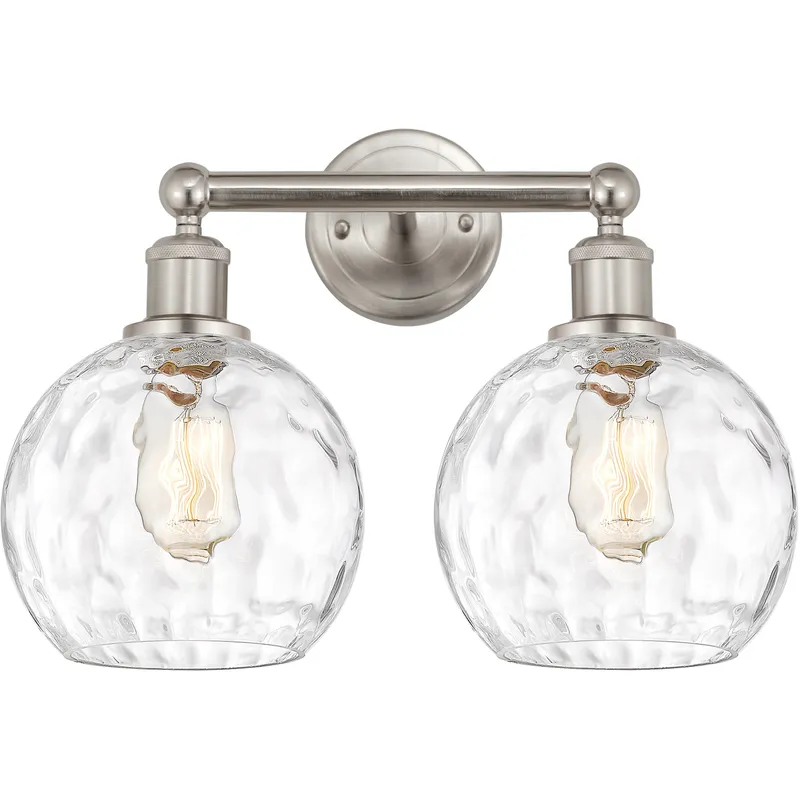 Athens Water Glass 2 Light 17 inch Brushed Satin Nickel Bath Vanity Light Wall Light in Clear Glass