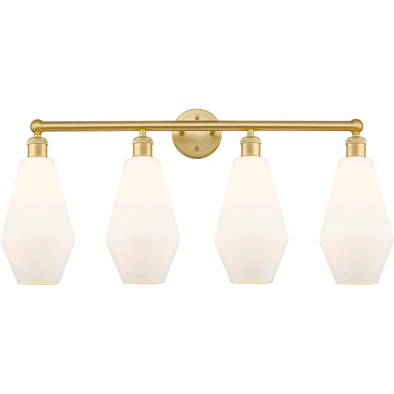 Cindyrella 4 Light 34 inch Satin Gold Bath Vanity Light Wall Light in Cased Matte White