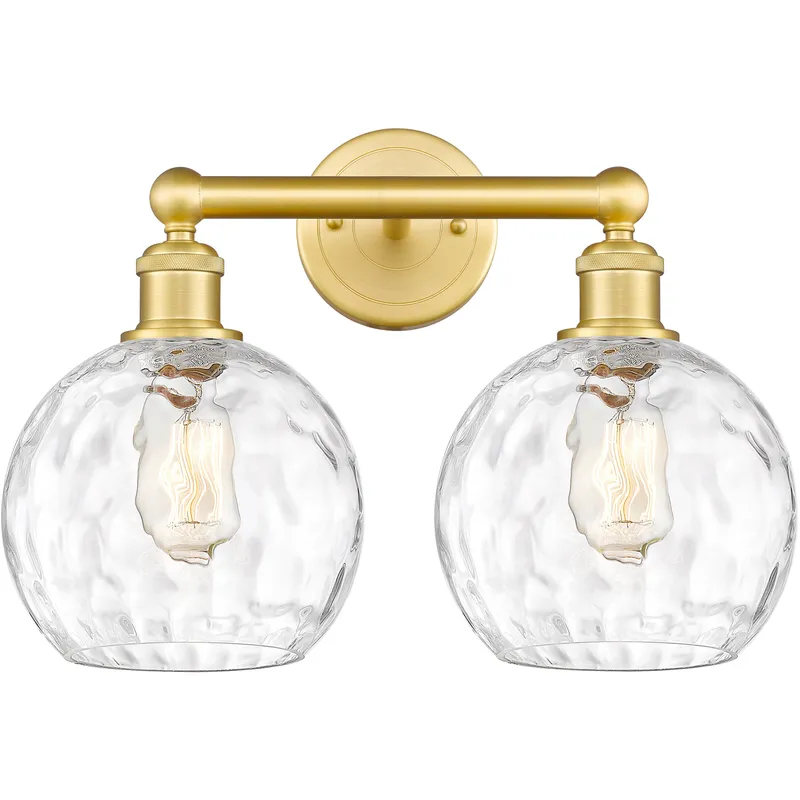 Athens Water Glass 2 Light 17 inch Satin Gold Bath Vanity Light Wall Light in Clear Glass
