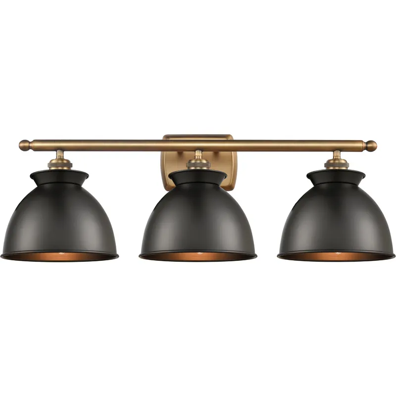 Ballston Adirondack 3 Light 28 inch Brushed Brass Bath Vanity Light Wall Light in Incandescent, Matte Black, Ballston