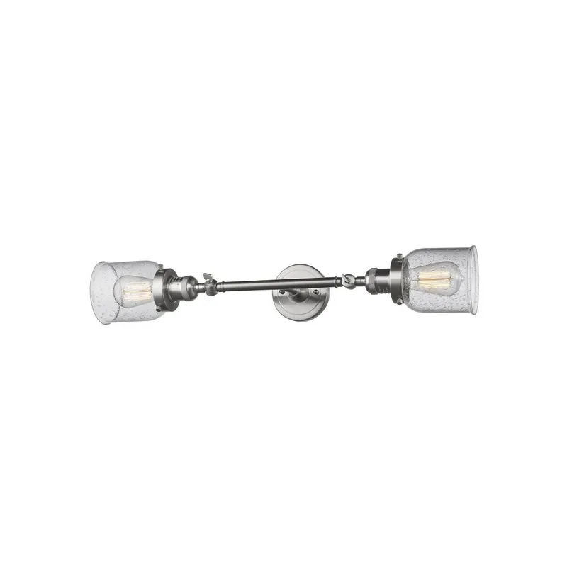 Franklin Restoration Small Bell LED 5 inch Brushed Satin Nickel Bath Vanity Light Wall Light in Seedy Glass, Franklin Restoration