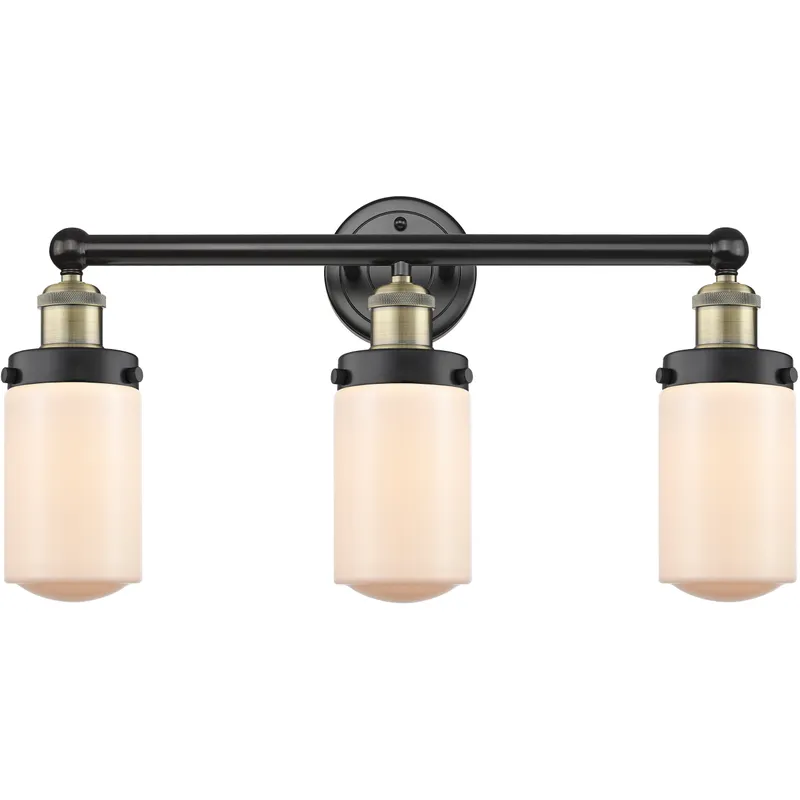 Dover 3 Light 24.5 inch Black Antique Brass Bath Vanity Light Wall Light in Matte White