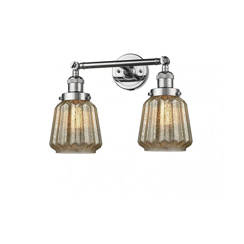 Franklin Restoration Chatham LED 16 inch Polished Chrome Bath Vanity Light Wall Light in Mercury Glass, Franklin Restoration