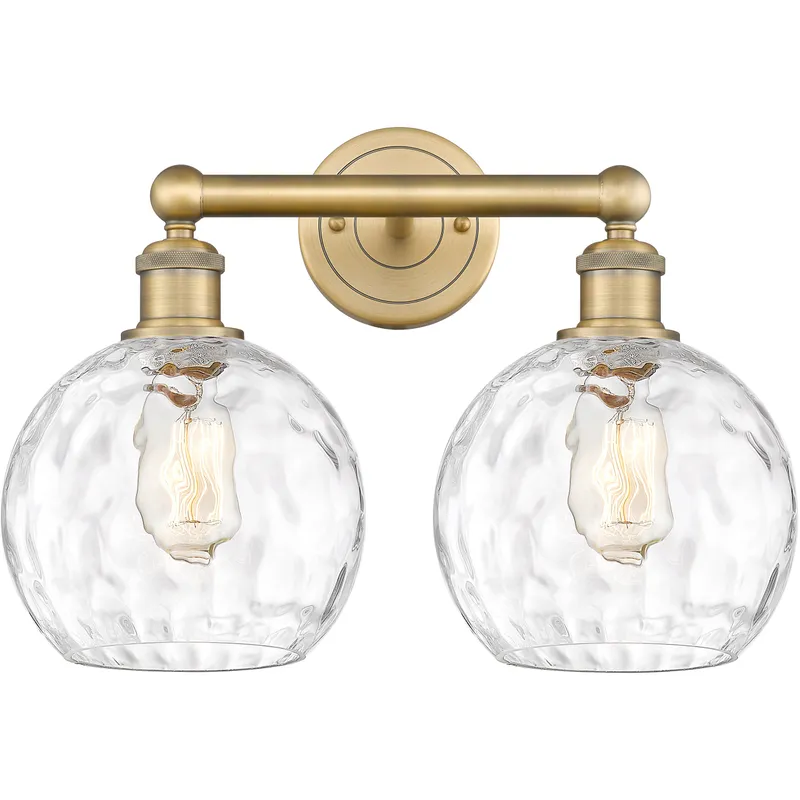 Athens Water Glass 2 Light 17 inch Brushed Brass Bath Vanity Light Wall Light in Clear Glass