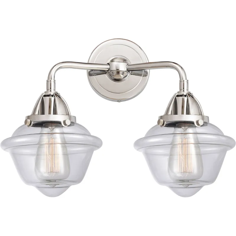 Nouveau 2 Small Oxford 2 Light 16 inch Polished Chrome Bath Vanity Light Wall Light in Clear Glass