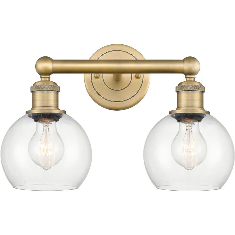 Athens 2 Light 15 inch Brushed Brass Bath Vanity Light Wall Light in Clear
