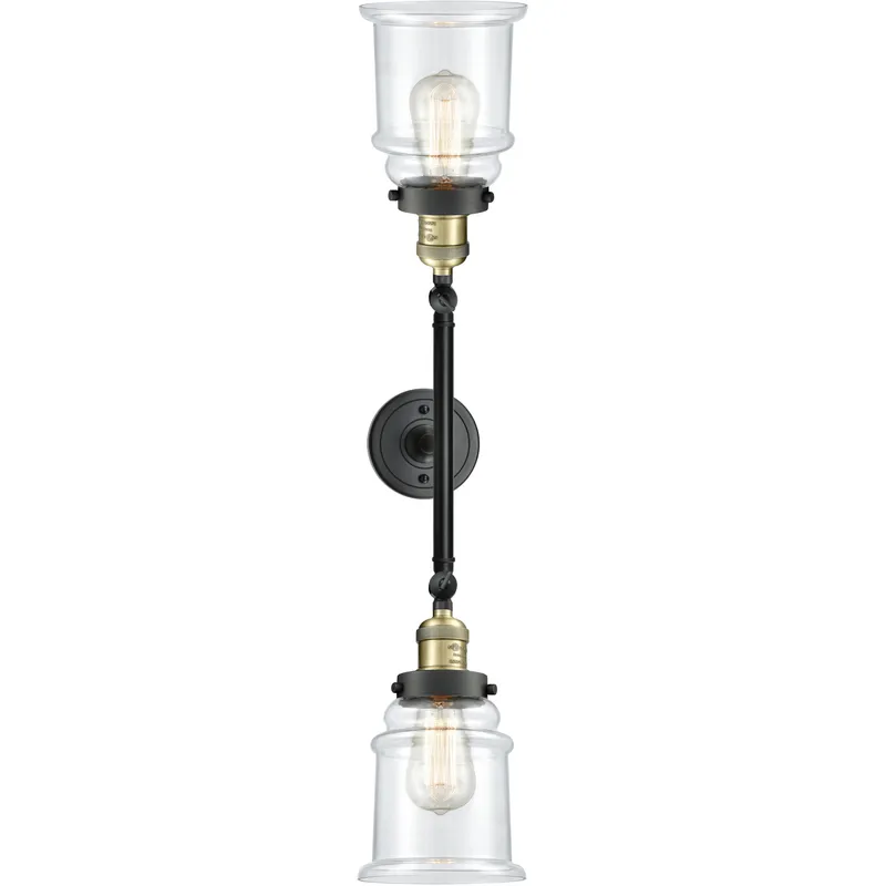Franklin Restoration Canton 2 Light 17 inch Black Antique Brass Bath Vanity Light Wall Light in Clear Glass, Franklin Restoration