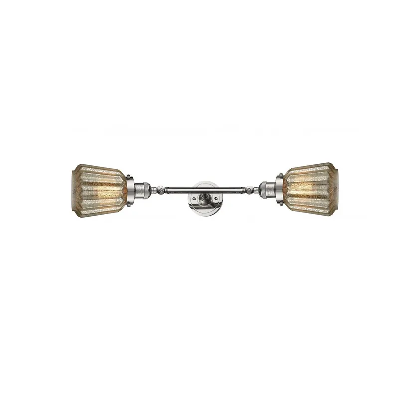 Franklin Restoration Chatham 2 Light 6 inch Polished Nickel Bath Vanity Light Wall Light in Mercury Glass, Franklin Restoration