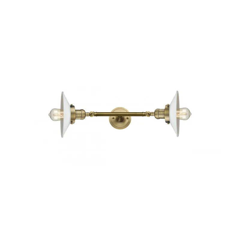 Franklin Restoration Halophane LED 9 inch Brushed Brass Bath Vanity Light Wall Light in Matte White Halophane Glass, Franklin Restoration