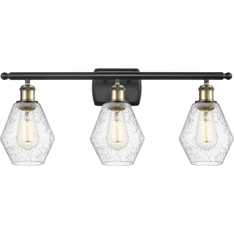 Ballston Cindyrella 3 Light 26 inch Black Antique Brass Bath Vanity Light Wall Light in Incandescent, Seedy Glass