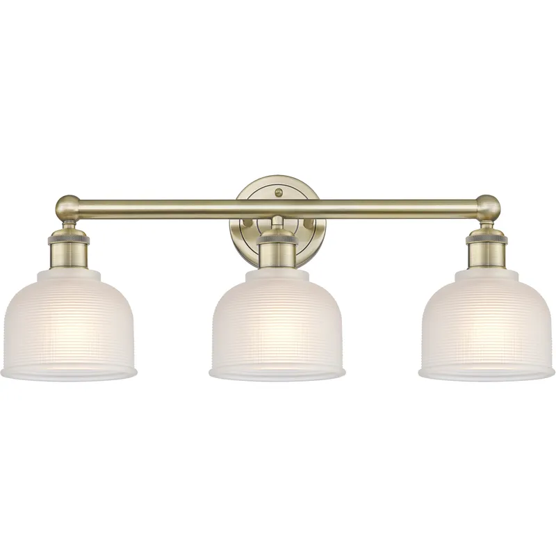 Dayton 3 Light 23.5 inch Antique Brass Bath Vanity Light Wall Light in White