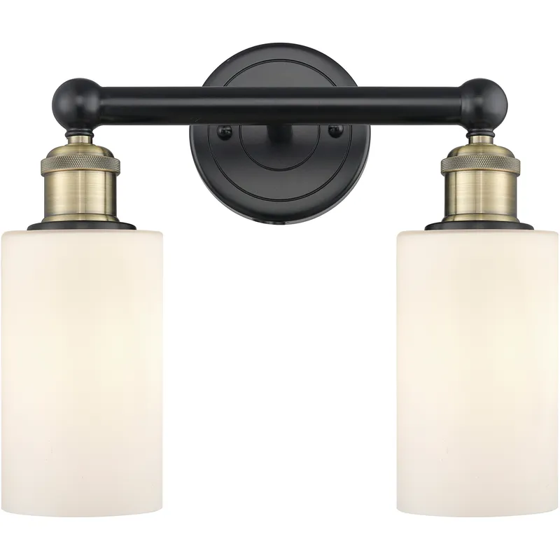 Clymer 2 Light 12.88 inch Black Antique Brass Bath Vanity Light Wall Light in Matte White