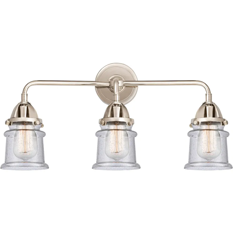 Nouveau 2 Small Canton LED 23.25 inch Polished Nickel Bath Vanity Light Wall Light in Seedy Glass