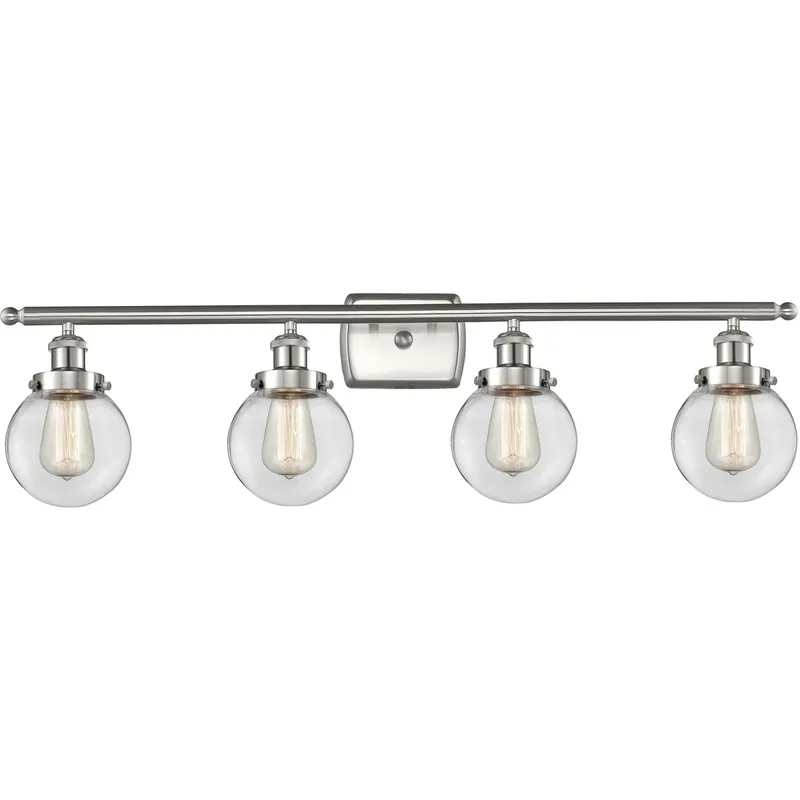 Ballston Beacon 4 Light 36 inch Brushed Satin Nickel Bath Vanity Light Wall Light in Clear Glass, Ballston