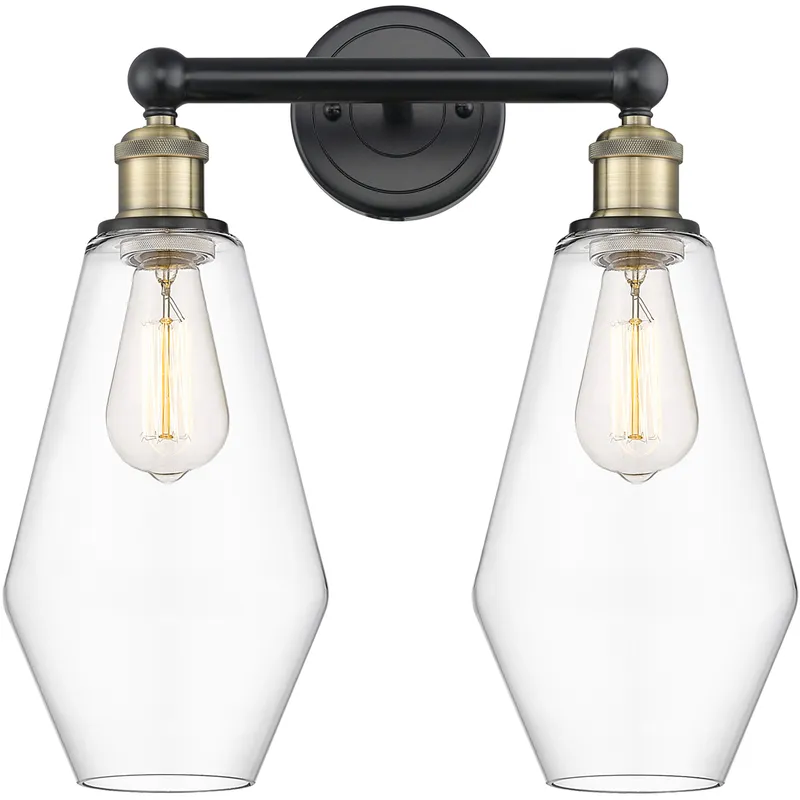 Cindyrella 2 Light 16 inch Black Antique Brass Bath Vanity Light Wall Light in Clear
