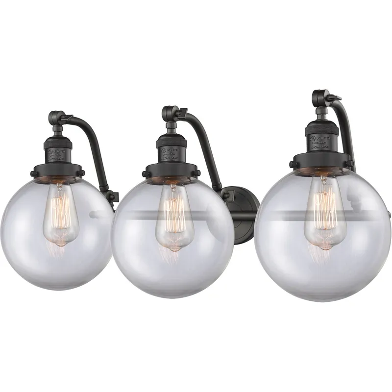 Franklin Restoration Large Beacon LED 28 inch Oil Rubbed Bronze Bath Vanity Light Wall Light in Clear Glass, Franklin Restoration