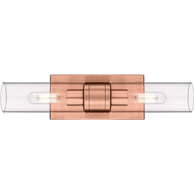 Ballston Urban 2 Light 18 inch Antique Copper Bath Vanity Light Wall Light in Clear Glass