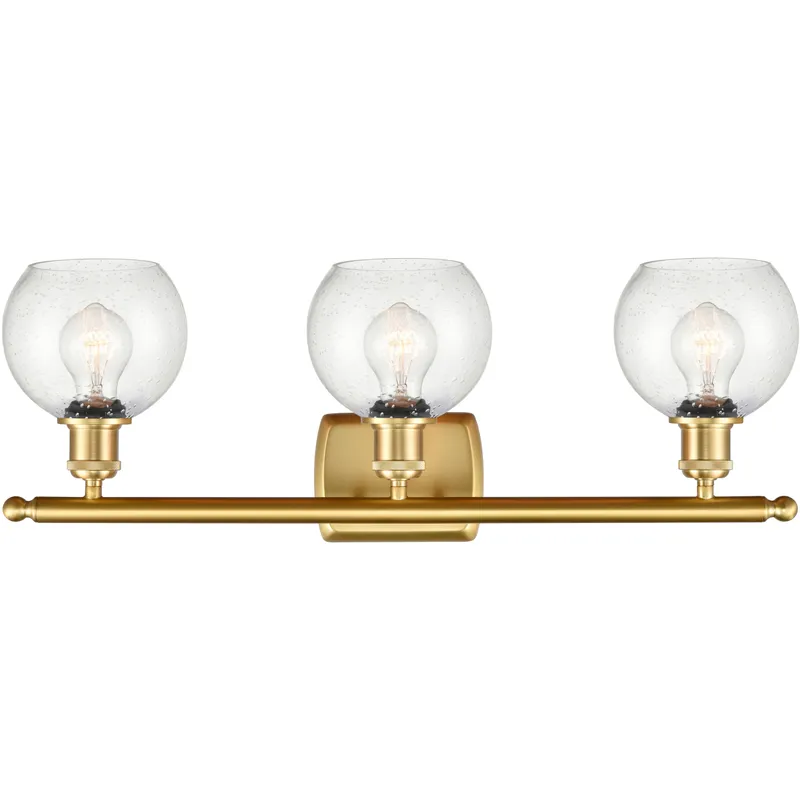 Ballston Athens LED 26 inch Satin Gold Bath Vanity Light Wall Light in Seedy Glass