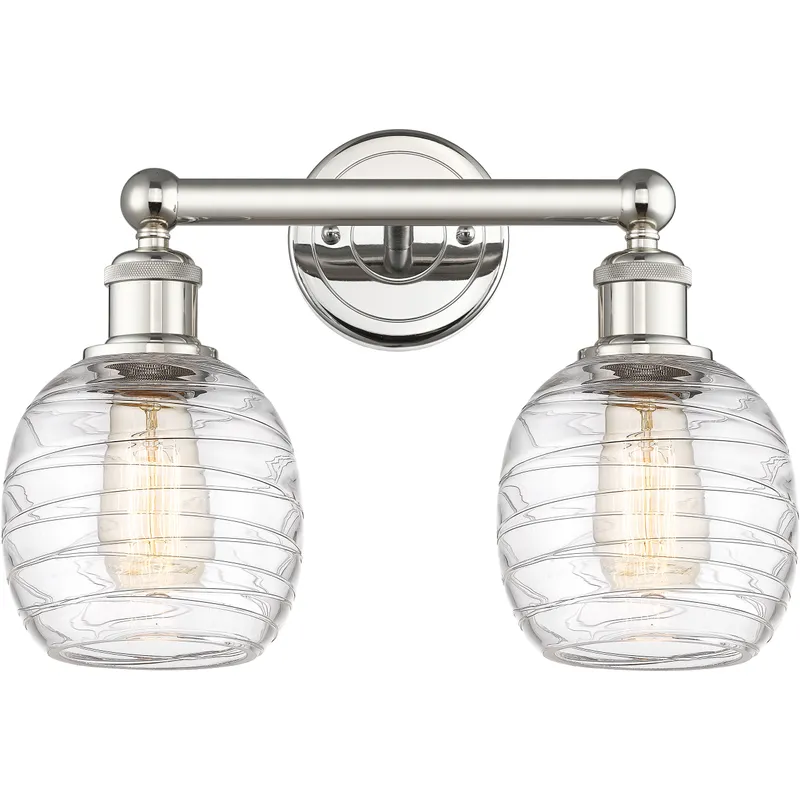Belfast 2 Light 15 inch Polished Nickel Bath Vanity Light Wall Light in Deco Swirl
