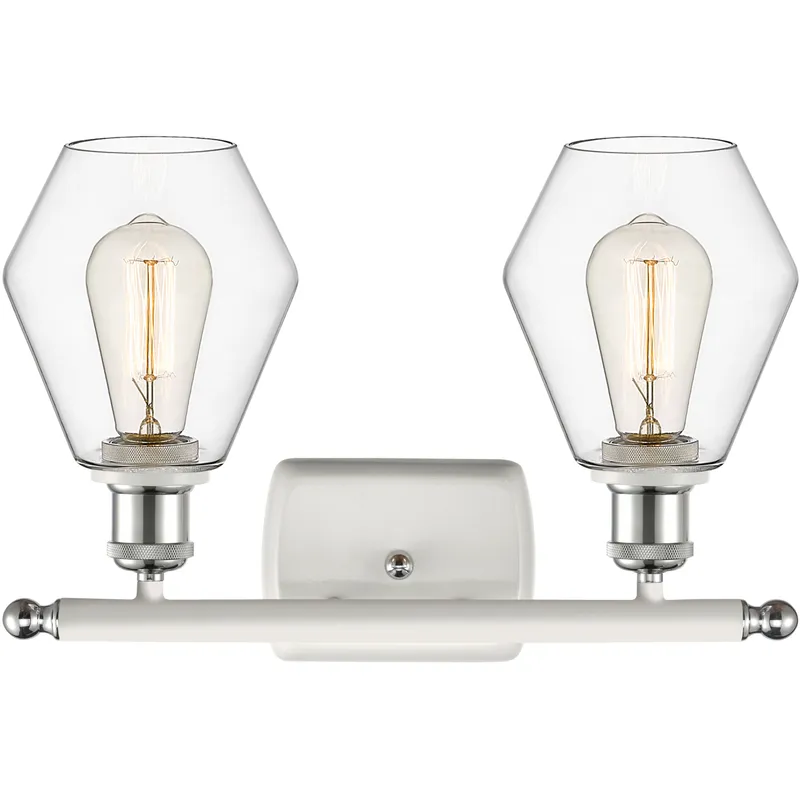 Ballston Cindyrella 2 Light 16 inch White and Polished Chrome Bath Vanity Light Wall Light in Incandescent, Clear Glass