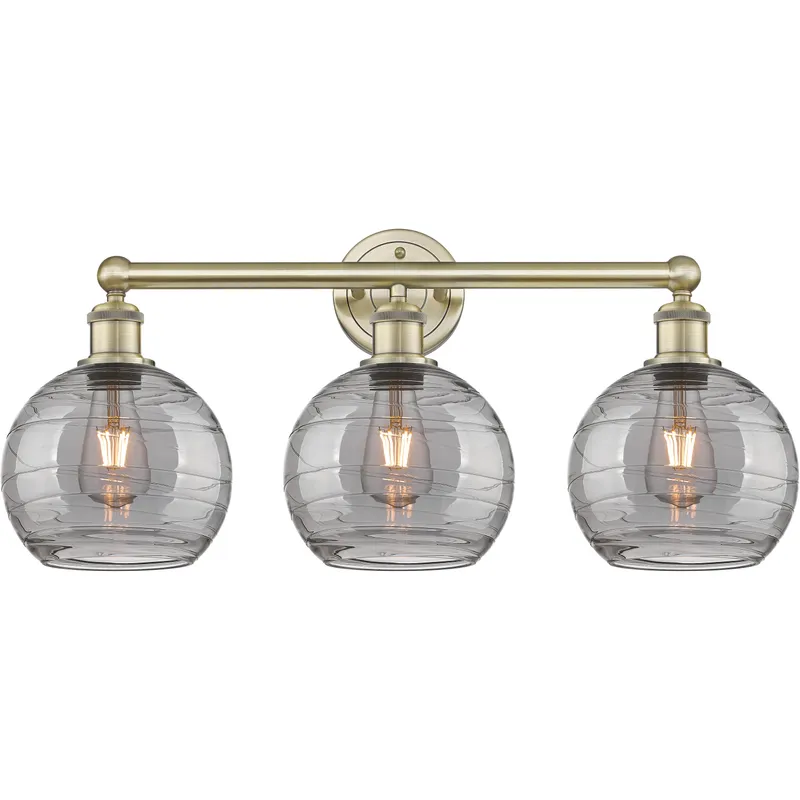 Edison Athens Deco Swirl 3 Light 26 inch Antique Brass Bath Vanity Light Wall Light