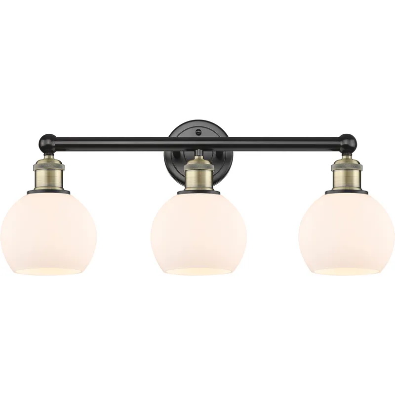 Athens 3 Light 24 inch Black Antique Brass Bath Vanity Light Wall Light in Matte White