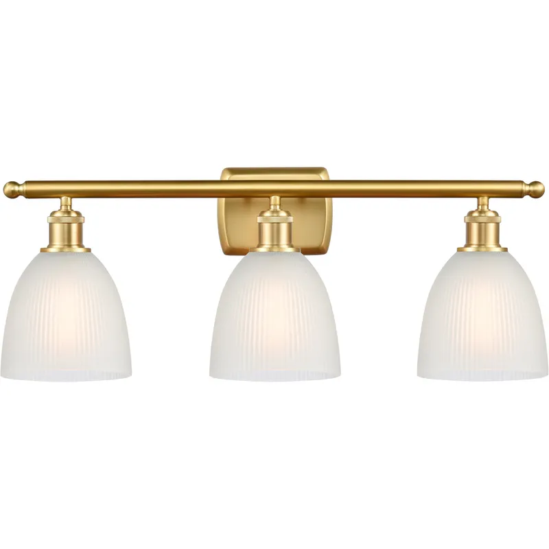 Ballston Castile 3 Light 26 inch Satin Gold Bath Vanity Light Wall Light in White Glass, Ballston