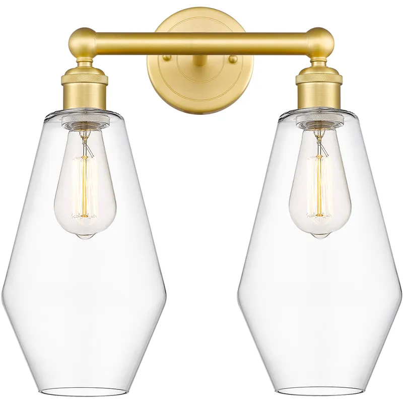 Cindyrella 2 Light 16 inch Satin Gold Bath Vanity Light Wall Light in Clear