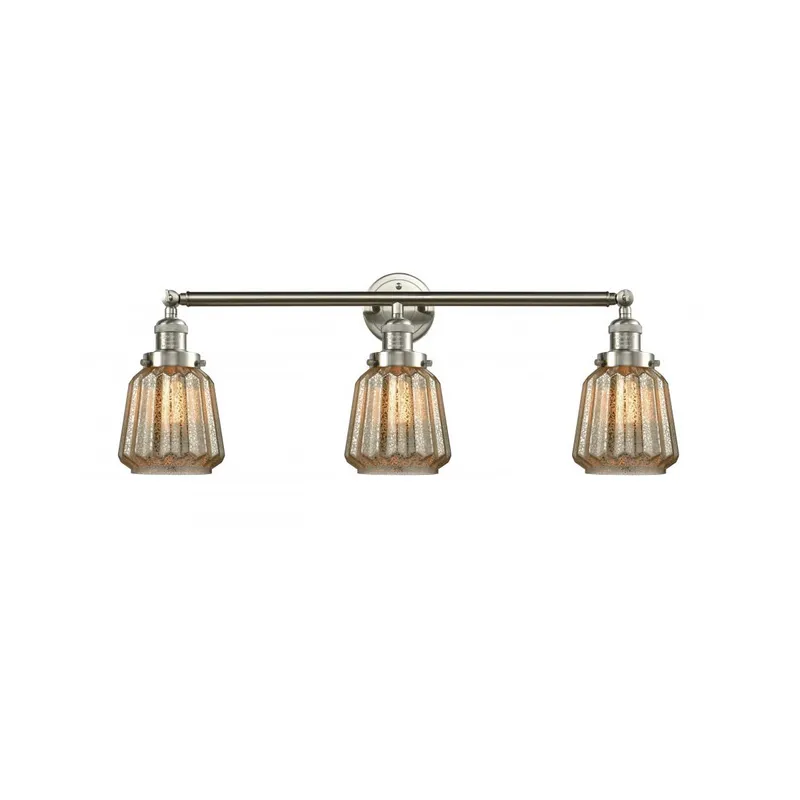 Franklin Restoration Chatham LED 30 inch Brushed Satin Nickel Bath Vanity Light Wall Light in Mercury Glass, Franklin Restoration